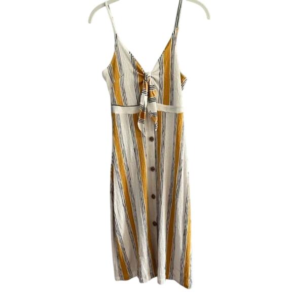 Love Tree Yellow White vertical stipe‎ sundress - Picture 1 of 5